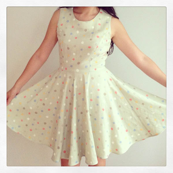 Swingin' Circle Skirt Dress with princess seam bodice in Nani Iro fabric