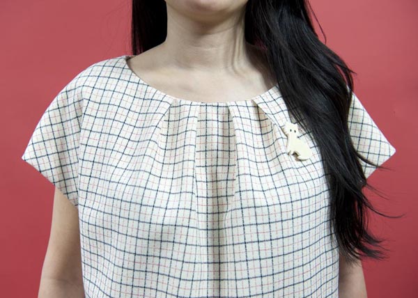 Jamie Lau Designs Windowpane Pleated Top 1