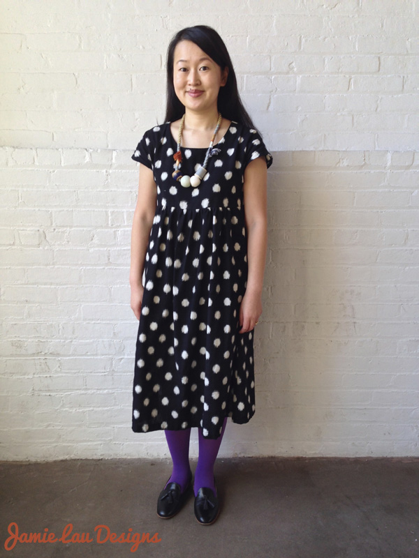 Jamie Lau Designs Black and White Dotted Ikat Midi Dress 3