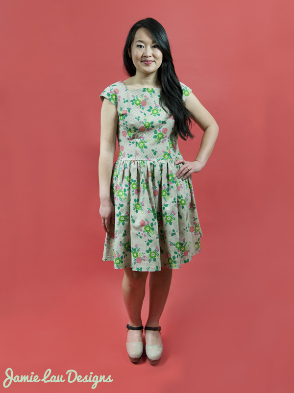 Jamie Lau Designs Spring Floral Linen-Cotton Gathered-Waist Dress 1