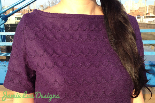 Jamie Lau Designs Aubergine Scalloped Wool A-line Dress 2