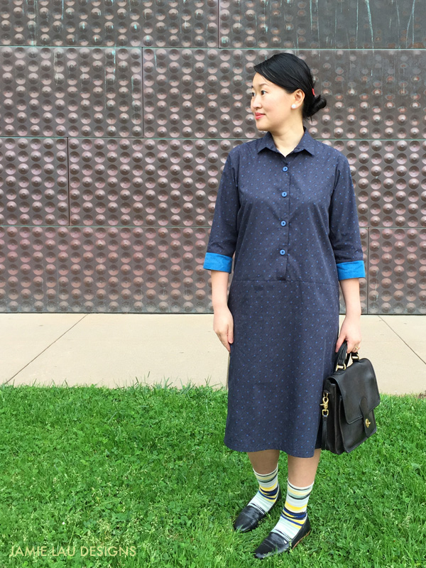 JLD Colorblock Polka Dot Shirt Dress 2