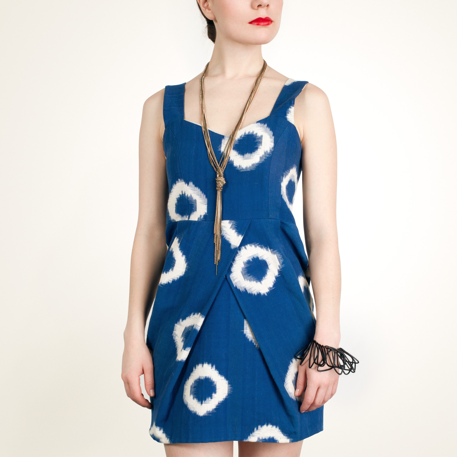 JLD Studio Sale: Royal Blue Ikat Cross Front Dress/Top