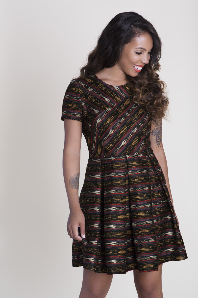 Metallic Ikat Striped Geometry Dress 2