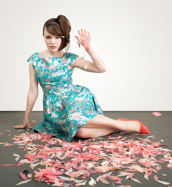 Jamie Lau Designs Turquoise Floral Metallic Brocade Party Dress